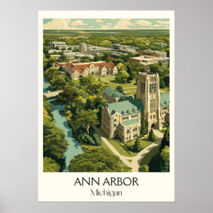 Ann Arbor Michigan Vintage voor stadskunst Poster