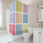 Ann Arbor Pastel Chalk Squares Douchegordijn (In situ)