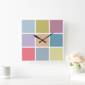 Ann Arbor Pastel Chalk Squares Vierkante Klok (Huis)