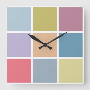 Ann Arbor Pastel Chalk Squares Vierkante Klok