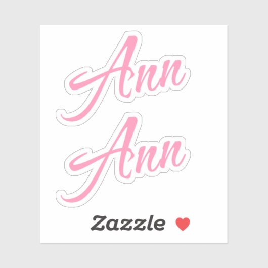 Ann Decoratieve Naam in Roze x2 Sticker (Vel)