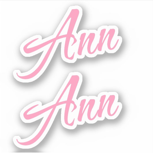 Ann Decoratieve Naam in Roze x2 Sticker (Voorkant)