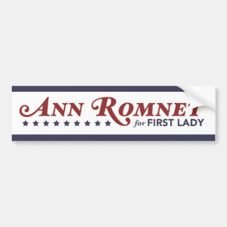 Ann Romney voor First Lady Red, wit, donkerblauw Bumpersticker