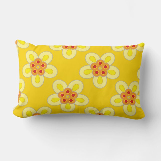 Ann Tuck - Yellow Geometric Flower Pillow Kussen (Voorkant)