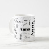 Anna Aangepaste Naam Zwarte Witte Koffiemok (Voorkant links)