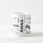 Anna Aangepaste Naam Zwarte Witte Koffiemok (Center)