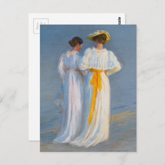 Anna Ancher en Marie Krøyer op het strand - Krøyer Briefkaart (Voorkant / Achterkant)
