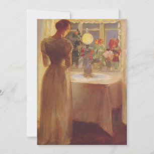 Anna Ancher - Jongerenmeisje voor een lichte lamp Kaart
