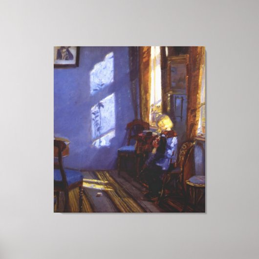 Anna Ancher's Sunshine in de Blauwe Zaal Canvas Afdruk (Voorkant)