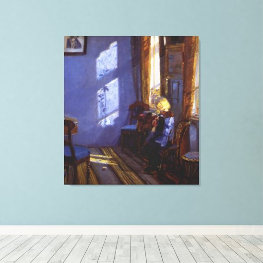 Anna Ancher's Sunshine in de Blauwe Zaal Canvas Afdruk (Insitu (Houten vloer))
