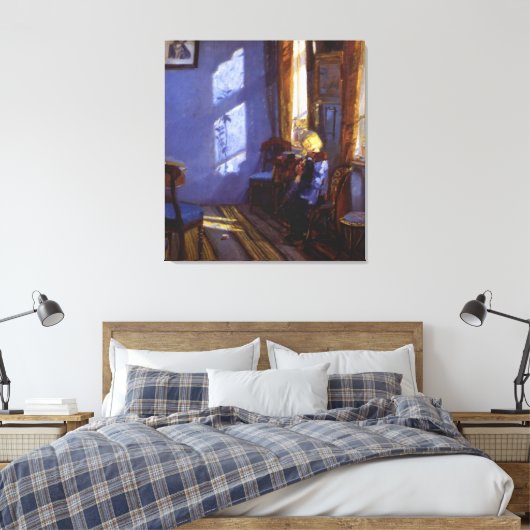 Anna Ancher's Sunshine in de Blauwe Zaal Canvas Afdruk (Insitu (Slaapkamer))