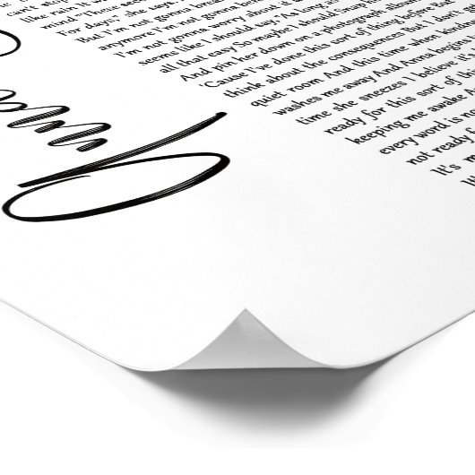 Anna Begint White Script Song Lyric Wall Art Print (Hoek)
