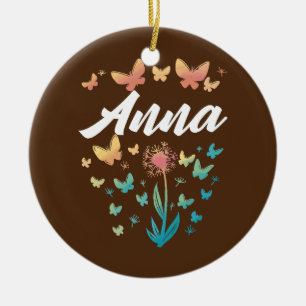 Anna Birthday Zister Butterfly Dandelion Naam Keramisch Ornament