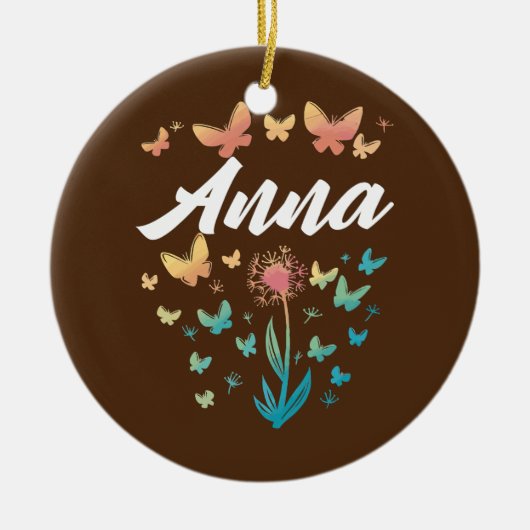 Anna Birthday Zister Butterfly Dandelion Naam Keramisch Ornament (Voorkant)