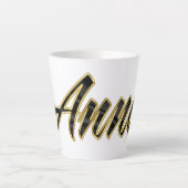 Anna black gold Lettering Latte Tasse Mok (Voorkant)