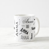 Anna Custom Name Black White Coffee Mug Koffiemok (Voorkant rechts)