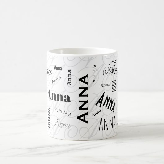 Anna Custom Name Black White Coffee Mug Koffiemok (Center)
