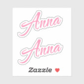 Anna Decoratieve Naam in Roze x2 Sticker (Vel)