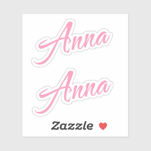 Anna Decoratieve Naam in Roze x2 Sticker (Vel)