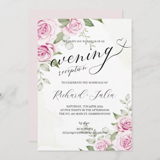 ANNA Evening Wedding Reception Party Kaart (Voorkant / Achterkant)