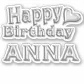Anna Happy Birthday silver Aufkleber Sticker (Voorkant)