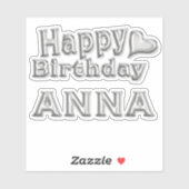 Anna Happy Birthday silver Aufkleber Sticker (Vel)