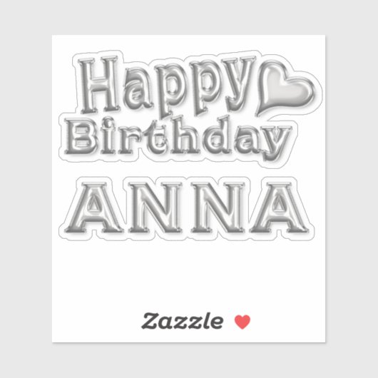 Anna Happy Birthday silver Aufkleber Sticker (Vel)