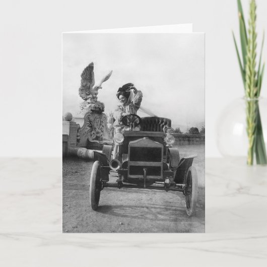 Anna Held met haar Maxwell-Runabout, 1905-1910 Kaart (Voorkant)