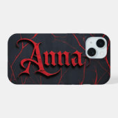 Anna in gotiek iPhone 15 case (Achterkant horizontaal)