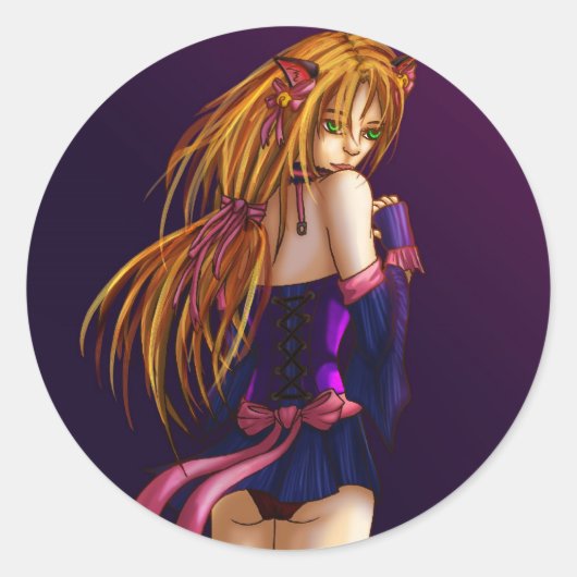 Anna Kat Ronde Sticker (Voorkant)