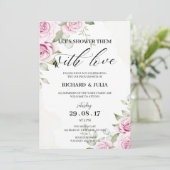 ANNA Let's Shower Invitation / Waterverf, Roze Kaart (Staand voorkant)
