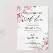 ANNA Let's Shower Invitation / Waterverf, Roze Kaart (Voorkant / Achterkant)