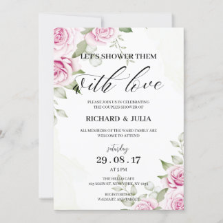 ANNA Let's Shower Invitation / Waterverf, Roze Kaart