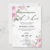 ANNA Let's Shower Invitation / Waterverf, Roze Kaart (Voorkant)
