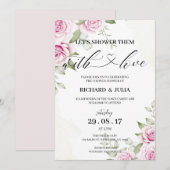 ANNA Let's Shower Invitation / Waterverf, Roze Kaart (Voorkant / Achterkant)