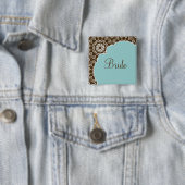 Anna Liese Damask - Blue Bridal Party Button (In situ)
