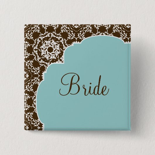 Anna Liese Damask - Blue Bridal Party Button (Voorkant)