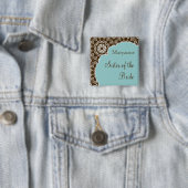 Anna Liese Damask Blue Bridal Party Button (In situ)
