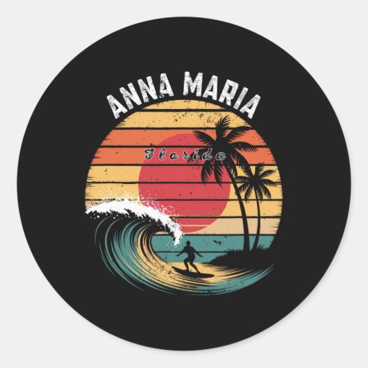 Anna Maria Beach Florida Strand Surfen  Ronde Sticker (Voorkant)