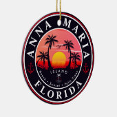 Anna Maria eiland Florida Retro Sunset Souvenirs Keramisch Ornament (Rechts)