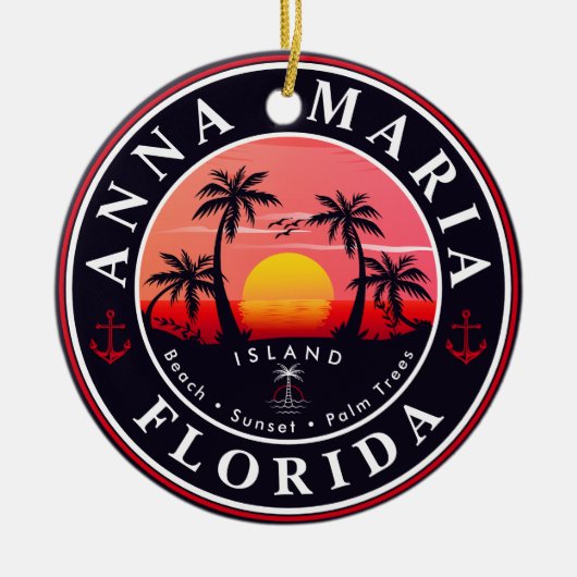 Anna Maria eiland Florida Retro Sunset Souvenirs Keramisch Ornament (Voorkant)