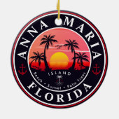 Anna Maria eiland Florida Retro Sunset Souvenirs Keramisch Ornament (Achterkant)