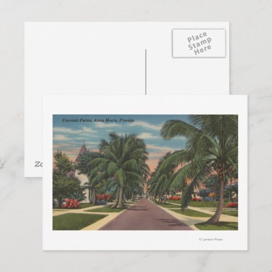 Anna Maria, Florida - Uitzicht van Palms Along Str Briefkaart (Voorkant / Achterkant)