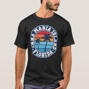 Anna Maria Island Ami Retro Zonsondergang Palmbome T-shirt