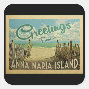 Anna Maria Island Beach Vintage Travel Vierkante Sticker