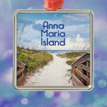 Anna Maria Island Florida Beach foto Metalen Ornament<br><div class="desc">Anna Maria Island Florida foto van Bradenton Beach van een prachtig strandpad naar de oceaan met houten walkway railings,  zand,  zee haver,  en die eerste glimp van de oceaan.</div>