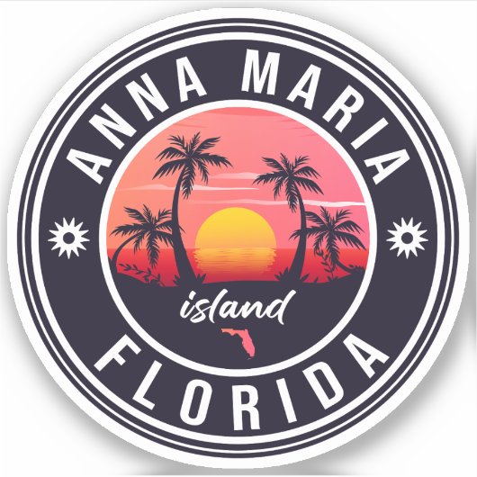 Anna Maria Island Florida Beach Retro Souvenir 60s Sticker (Voorkant)