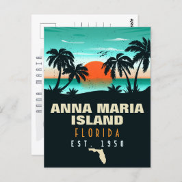 Anna Maria Island Florida Beach Retro Sunset 60s Briefkaart