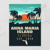 Anna Maria Island Florida Beach Retro Sunset 60s Briefkaart (Voorkant)