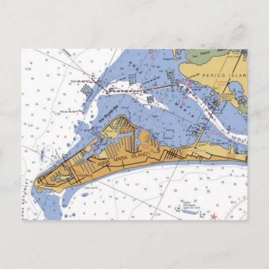 Anna Maria Island Florida Nautical Chart Briefkaar Briefkaart (Voorkant)